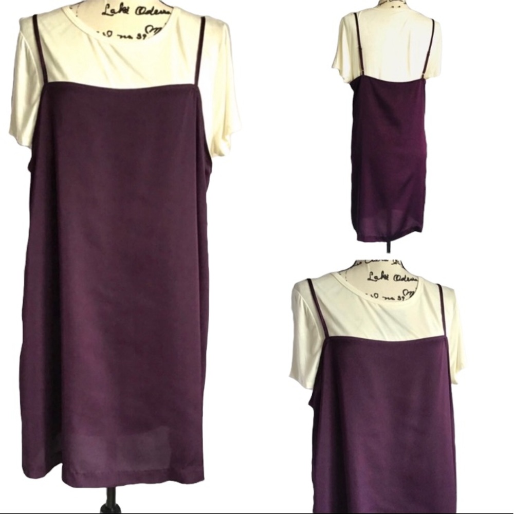 Kensie | Layered Slip Dress + Tee | XL | NWT